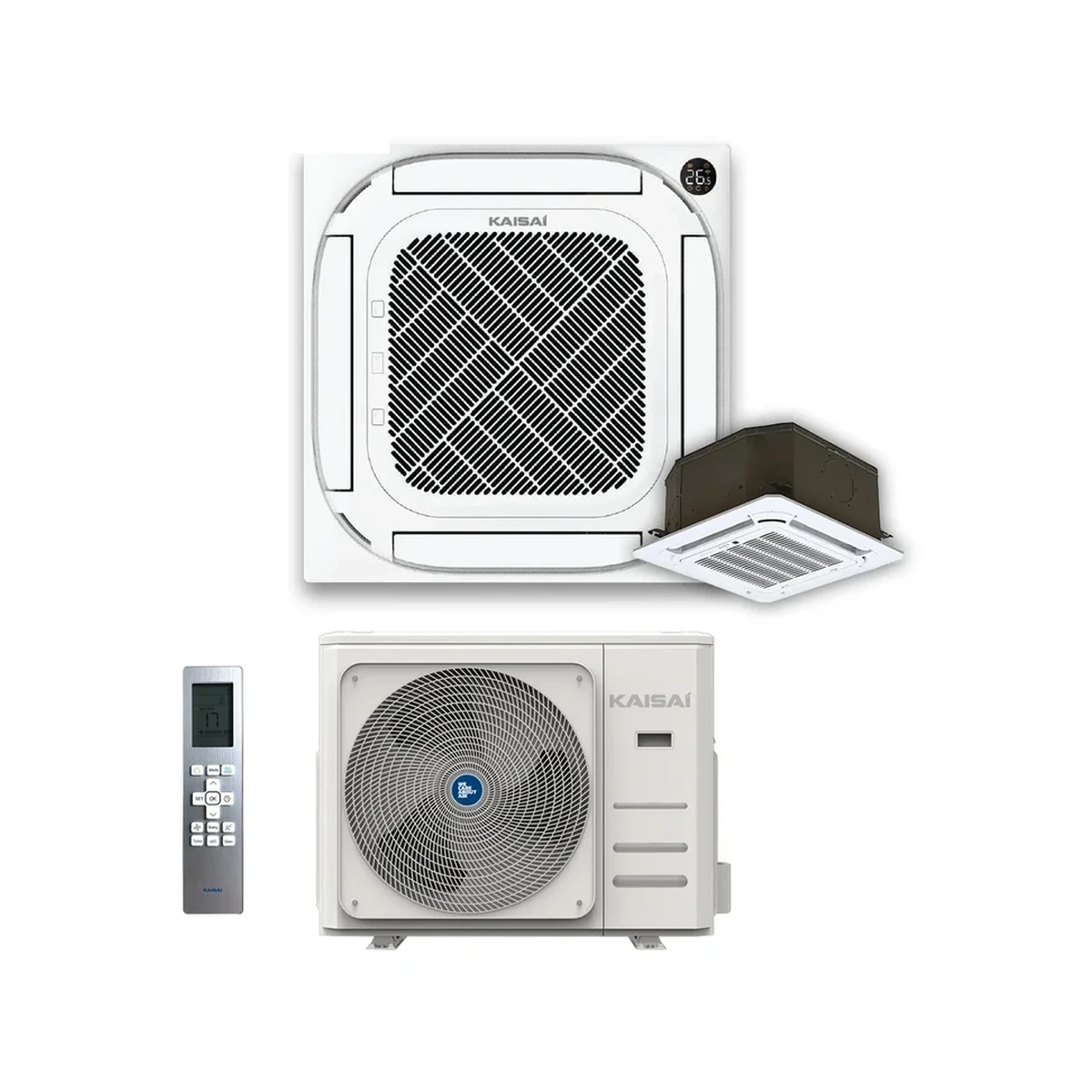SET Klimatizácia kazetová stropná KAISAI Compact 5,3kW KCA4U-18HRG32X/KOX330-18HFN32X a